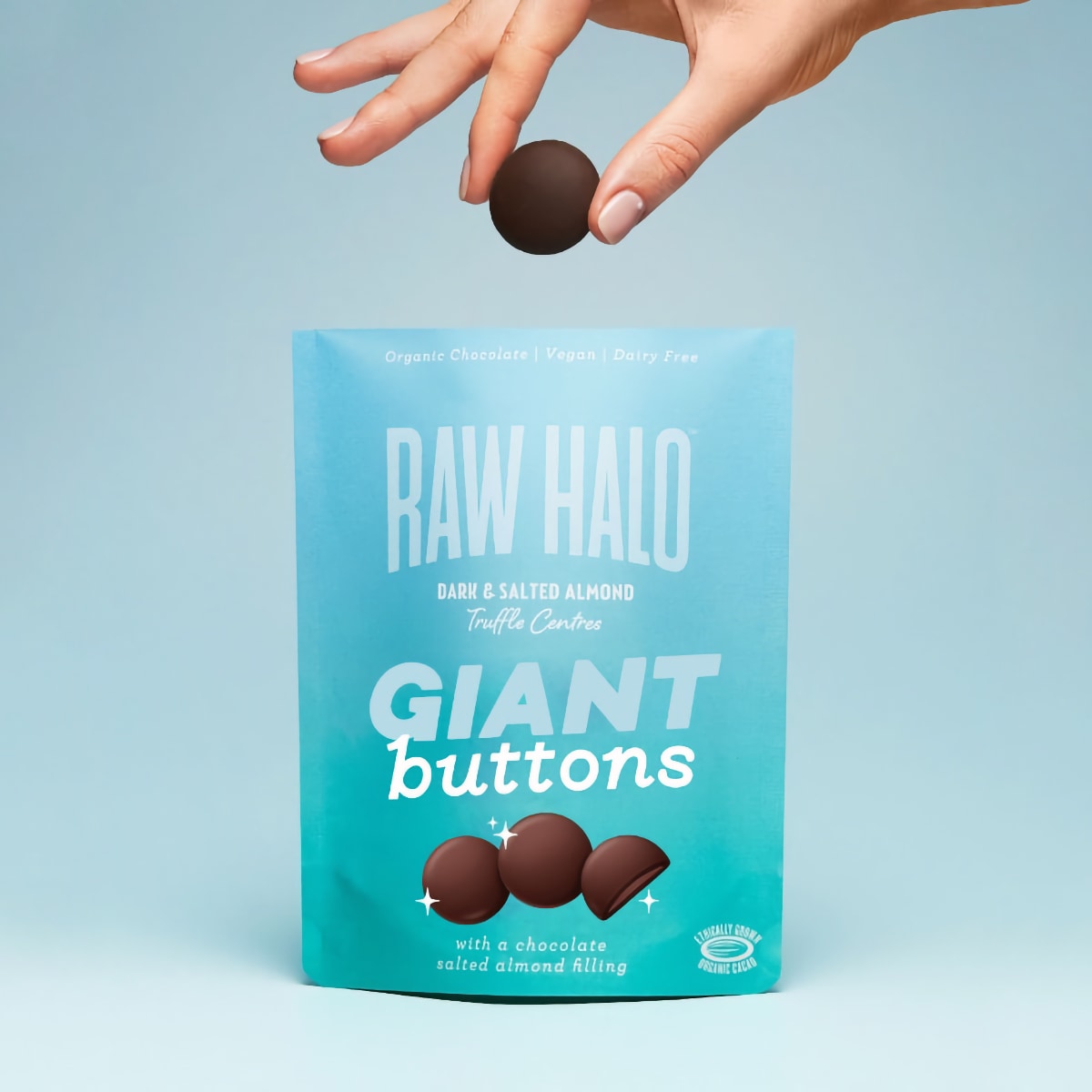 DARK & SALTED ALMOND GIANT CHOCOLATE BUTTONS 90g